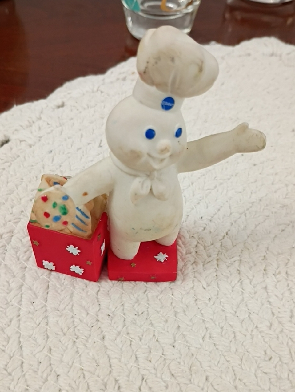 Doughboy Ceramic Figurine in White with Red Base
